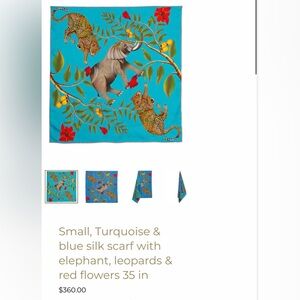 Blue elephant & leopard silk bellezza scarf 35 inch
